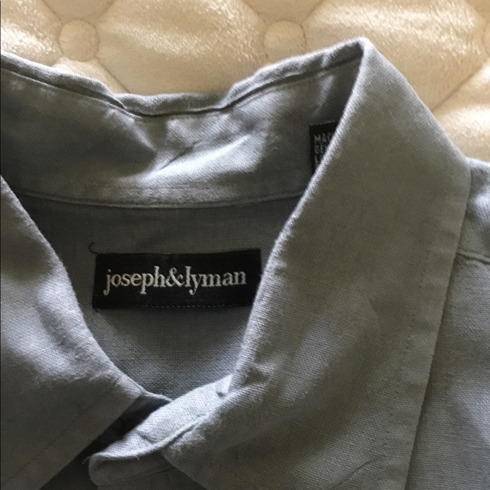 Men’s Long Sleeve Grey/Green Linen shirt.